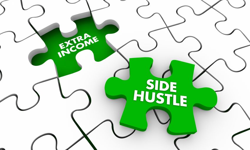 Side hustle equals extra income graphic