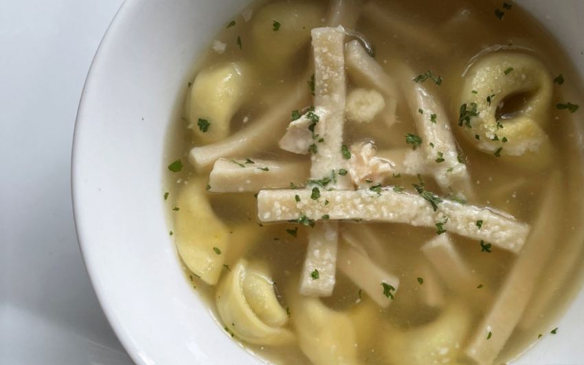 Love-filled soup sprinkled with parmesan and parsley