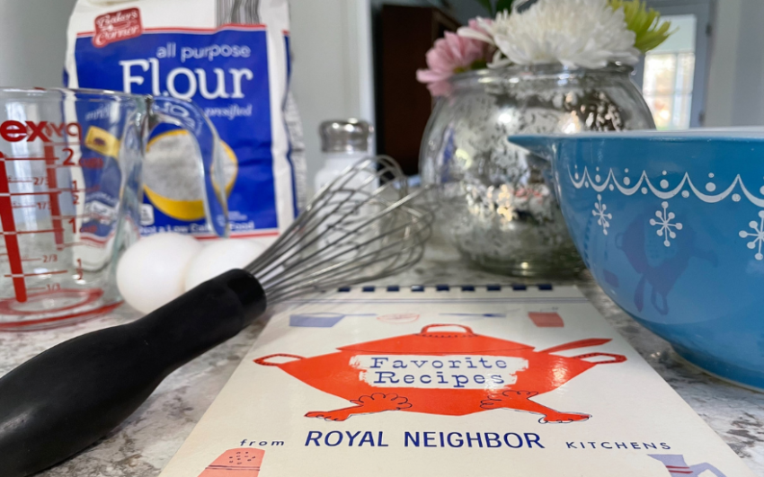 Cooking a recipe from the Royal Neighbors Favorite Recipes 1960 cookbook