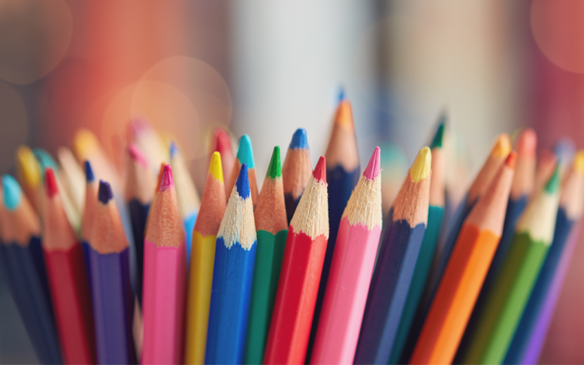 Colored pencils in a rainbow of colors.