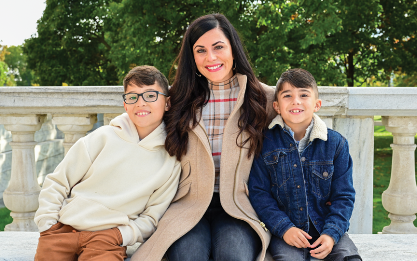 Nation of Neighbors recipient Pam Frasco with her two sons