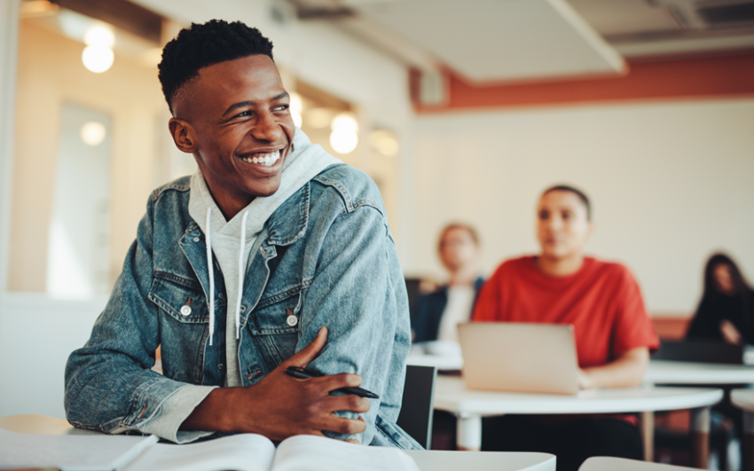 College student in classroom