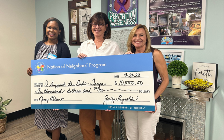 2023 Nations of Neighbors recipient Nancy Blount with Zarifa Reynolds and Gloria West-Lawson