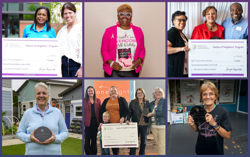 A collage of six photos of the 2025 Nation of Neighbors Recipients.